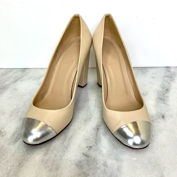 J. Crew Shoes - J. Crew Etta Silver Toe Leather Pumps